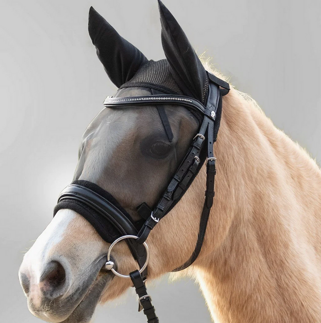 Masque Anti-mouches HackFond Pour Cheval - Avec Oreilles, Protection UV, Taille Large - Rouge/Rose