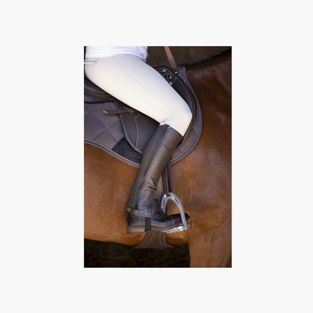 Demi-chaps équitation En Cuir Véritable Noir – Réglables, Tailles S, M, L, XL