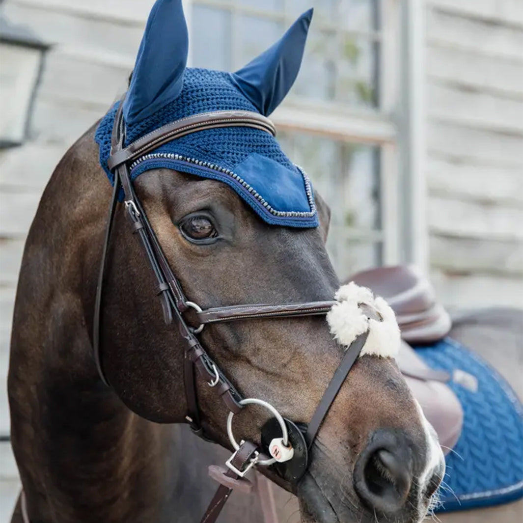 Kentucky Horsewear Bonnet Wellington Velvet Émeraude - Protection Anti-Mouches Pour Cheval