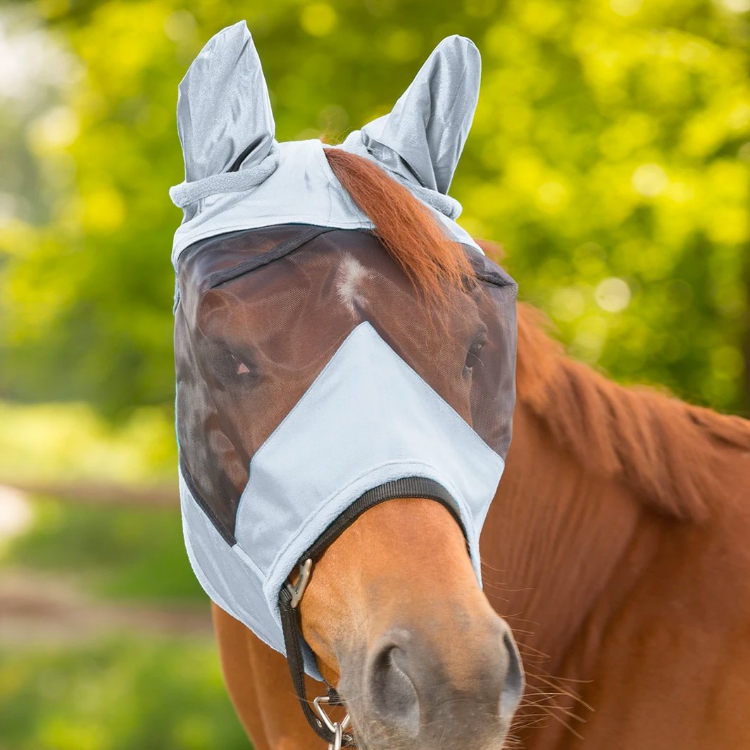 Masque Anti-Mouches Cheval CPJJ – Violet, Élastique Avec Oreilles, Protection UV