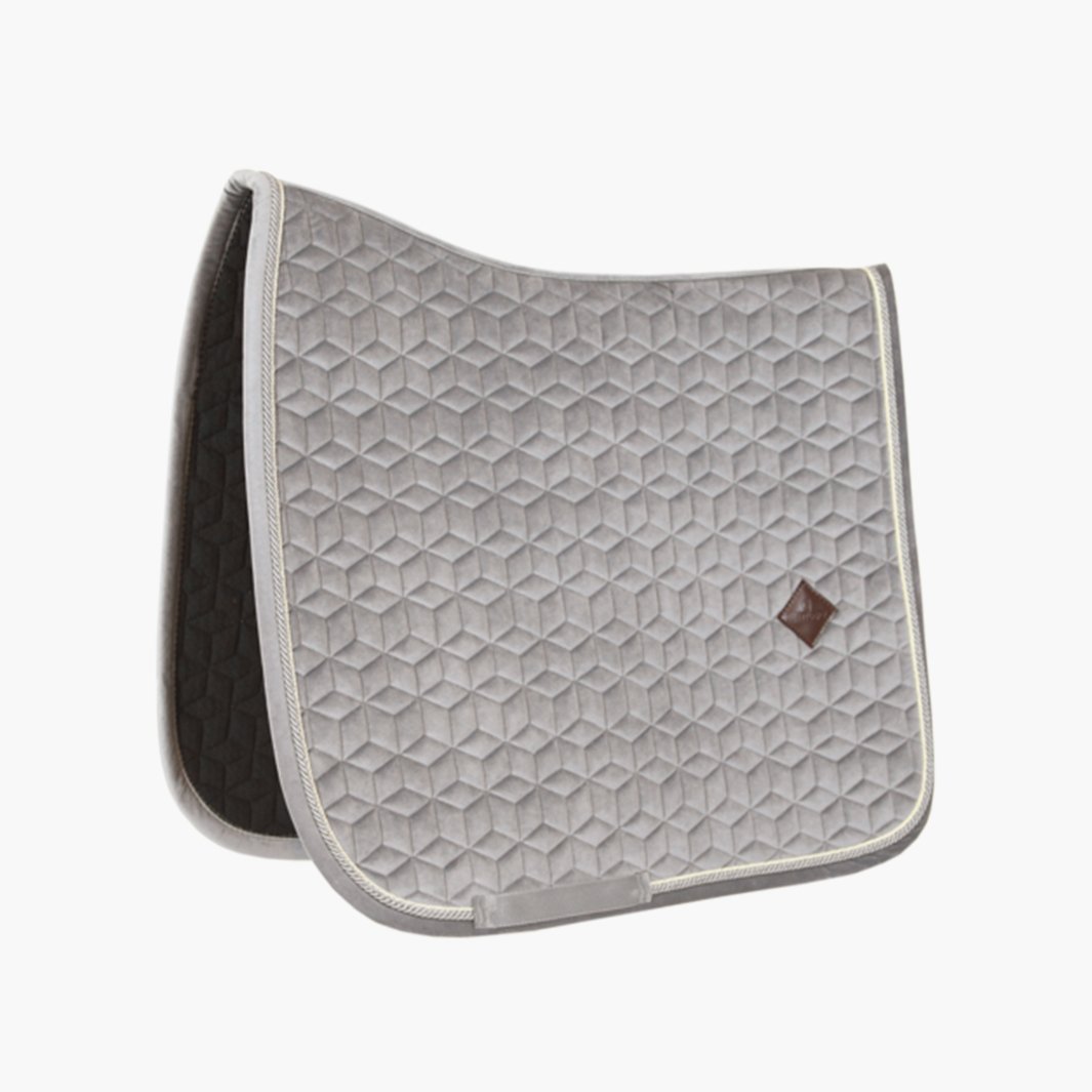 Tapis De Selle Dressage Equipad Velours - Mousse Mémoire De Forme - Bleu Marine/Gris